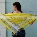 Yellow Cotton Shawl, Summer Scarf ,light Yellow Shawl, Beautiful Shawl, Head Scarf, Striped Scarf, Christmas Gift