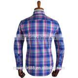 Dark Blue/pink Checked Button Downs Causal Men Shirt thumbnail-2
