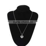 New Fashion Silver Tone " Mom " Carved Heart Pendant Clear Rhinestone Link Cable Chain Necklace thumbnail-3