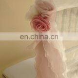Fancy Wedding Party Ruffled Organza Blush Chair Sashes thumbnail-3