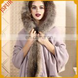 Women Fashion Hood Shawl Raccoon Fur Knitted Pashmina Shawl