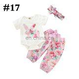 Easter Day 2019 Long Sleeved Baby Bunny Print Rompers & Pants & Headband 3pc Set thumbnail-5