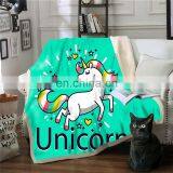 Customized Unicorn Blanket Double Layer Mink Sherpa Blanket Baby Fleece Unicorn Blanket thumbnail-3