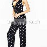 European Fashion Halter Neck Backless Dot Print Women Jumpsuites thumbnail-2