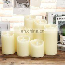 2020 IVORY Flame Less 3 AAA BATTERY OPERATED LED WAX Pillar Flickering CANDLES SET thumbnail-5