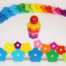Educational Grimms Natural Wooden Stacking Toys Large Rainbow Building Blocks for Kids thumbnail-4