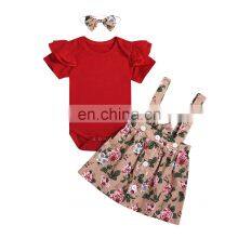 Custom Brand Baby Clothing Floral Skirt Newborn Kids Baby Girl Boutique Clothing Summer Girls' SetsBaby Skirts