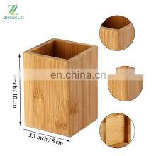 Bamboo Wood Desk Pencil Holder Stand Multi Purpose Use Pencil Cup Pot Desktop Organizer Pen Cup Holder thumbnail-2