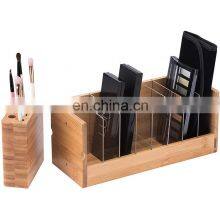 8 Compartment Acrylic Wood Makeup Brush Holder Cosmetics Display Organizer Eye Shadow Palette Organizer