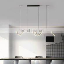 Minimalist Line LED Restaurant Chandelier Nordic Modern Ceiling Lamp Black Aluminum Pendant Light thumbnail-4