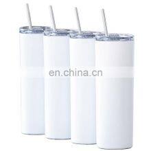 Wholesale Insulation Coffee Blanks Straight Tumbler Cup With Straw 20Oz Skinny Stainless Steel Sublimation Tumbler