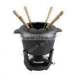 TRIONFO seasoned cast iron cheese fondue pot