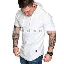 Wholesale Custom Made Plus Size Men Sport Fitness Wear Tshirt Plain Pullover Short Sleeve Hoodies thumbnail-4