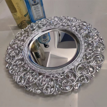 Luxury Gold Mirror Plastic Round Charger Plates Decorative Dinner Dishes & Plates For Wedding thumbnail-2