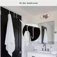 Over The Door Hooks, Door Hanger Hook Fits Door Widths, Reversible Metal Door Hooks for Hanging Clothes, Coats, Towels, Shoe Organizers thumbnail-3