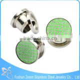 New design surgical steel hypoallergenic ear plug glitter paper adhesive body piercing