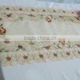 100% Polyester Table Runner With Brown Flower Embroidery Houseware Household Textile
