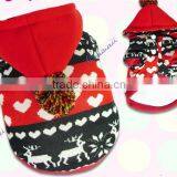 Red Christmas Fleece Dog Hoodie Clothes Superwarm thumbnail-1