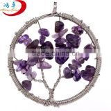 Purple Color Wire Wrapped Amethyst Family Tree Necklace Pendant and Charms
