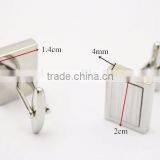 Two Tone Blank Rectangle Silver Cufflinks For Mens thumbnail-2