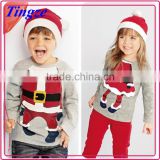 Newest wholesale cotton baby t-shirt, long sleeve children christmas printed kids t shirt clothes 2015
