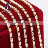 Decoration Colorful silver or gold Single row Rhinestone cup chain for Garment Ring Belt Wallet                        
                                                Quality Choice