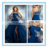 Hot Sale Blue Side Slit One-Shoulder Evening Dresses (EVMA-1014)