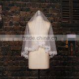 BV1009 2015 New Real Photo Simple Short Wedding Veil Lvory One Layer Lace Purfle Bride Veil thumbnail-3