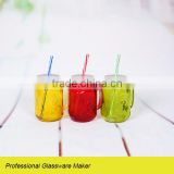 different design 3pcs 450ml glass mason jar with color