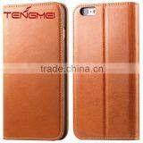 hidden magnet-closure leather wallet case for iphone 6 plus, leather case factory for iphone 6 plus