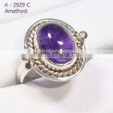 .925 silver jewelry Amethyst rings cabochon gemstone ring settings