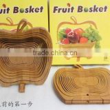2015 New arrival bamboo folding wooden color fruit basket