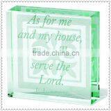 Customized Jade Glass Gift Block For New Home Memory