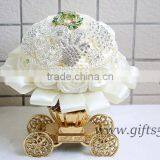 Graceful Wedding Bouquet With Rhinestones Satin Silk Ribbons Pearls Jewels Bridal Bouquet Bridesmaid Bouquet thumbnail-2