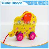 Colorful Pull Along Elephant Wooden Toy as You Pull They Make a Fun for Baby thumbnail-5