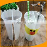 Custom Label Durable Split Juice Tea Cups with Straw 700ml