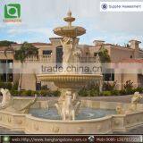 Cream Marble Lady Water Fountain With Horse Statues thumbnail-1