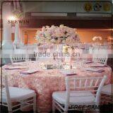 High Quality Exotic Beauty Lycra Round Pink Satin Rosette Table Cloth thumbnail-1