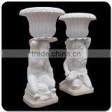 Chinese Cheap Hand Carving Marble Flowerpot Antique Flowerpot thumbnail-2