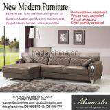 JR8033 Elegant Chic Contemporary Brown Coffee Cow Leather L Shape Living Room Luxury Sofa Set Home Furniture New Design thumbnail-1