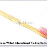 High Quality Bamboo Toothbrush With Soft Pink Bristle thumbnail-2