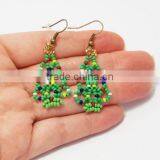 Christmas Jewelry Beaded Earrings Green Earrings Christmas Tree Earrings thumbnail-3
