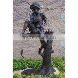 Outdoor Modern Garden Sculpture, Bronze Fishing Statue, Life Size Figure Statue thumbnail-1