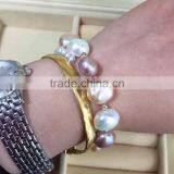 Colored 7-8 mm Baroque Freshwater Pearl Bracelet With Rose Gold thumbnail-5