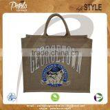 PP Laminated Jute Tote Bag With Padded Rope Handle & Pocket on Back of Bag With Hook and Loop Closure & With Heat Transfer Print thumbnail-1
