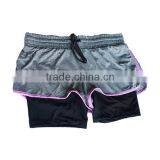 2 in 1 Compression Womens Gym Shorts 5 Inch Inseam With Pockets thumbnail-3