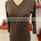 100% Merino Wool Printing Ladies' Merino Wool T SHIRT of Long Sleeve Top thumbnail-1