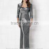 2 Pieces High Quality Long Sleeve Silver Lace Full Length Formal Dress thumbnail-1