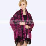 CX-B-P-70B Cheap Shawls Rabbit Fur Trim Cashmere Pashmina Scarf thumbnail-1