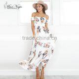 Maxnegio off Shoulder Backless Bohemian Girls Smoking High Slit Dress thumbnail-1